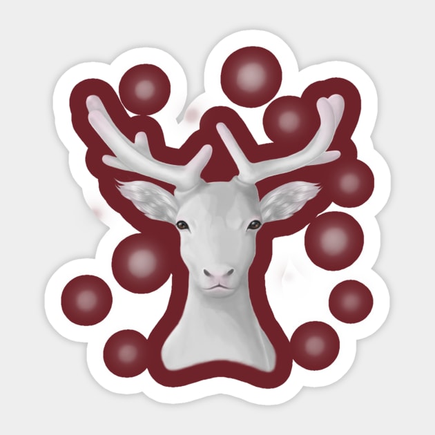 The Snowy Reindeer Sticker by AlexMathewsDesigns